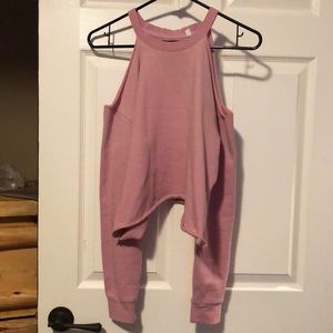 LA Hearts Off the shoulder pink crop sweater